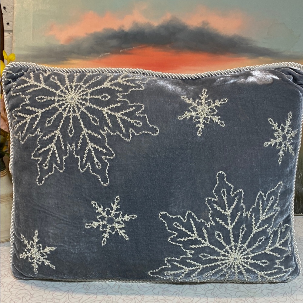 Melrose and Market Gray and White Holiday Pillow Snowflake Design